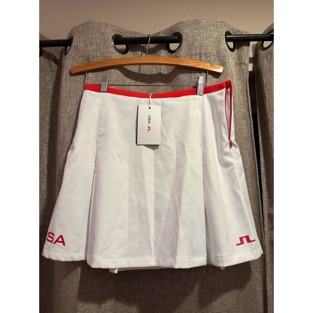 NWT Women's J. Lindeberg USA White and Red Skort